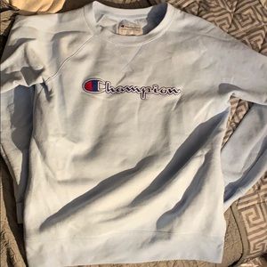 light blue Champion pullover sweatshirt